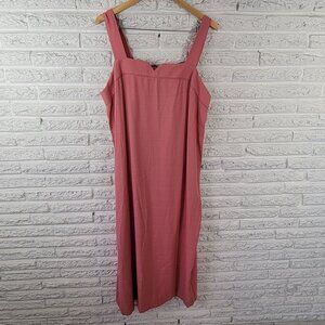 Dana Kay Women's 18 Dress Pink Shift Sleeveless Square Neck Midi Plus PIN45E